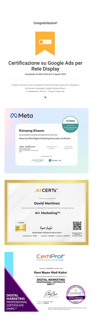 google ads + meta + i cert + dmpc